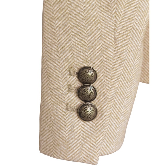 Fall Classic Jacket LOFT Camel Herringbone Blazer with Elbow Patches Sz 4P - Picture 9 of 12